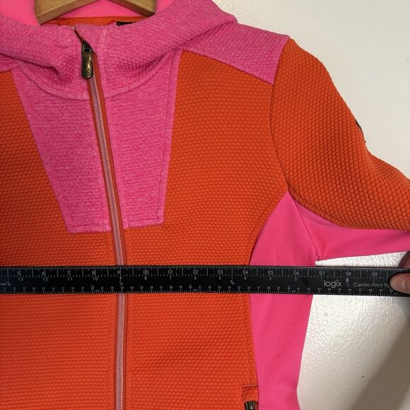 Spyder Women’s S Fleece Ski Jacket Pink Orange Full Zip Hooded Sweatshirt - Picture 8 of 9